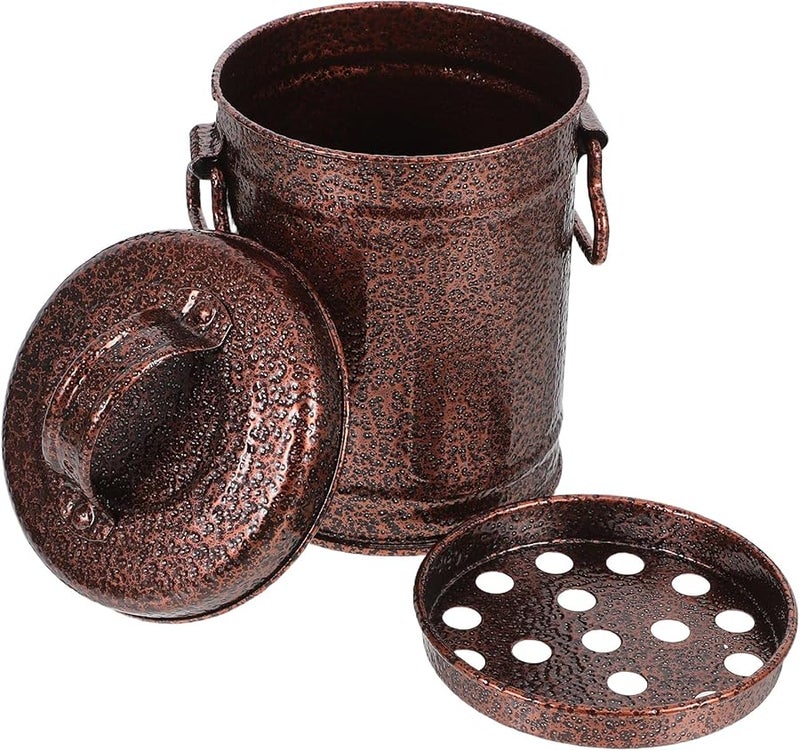 صحن رماد نحاسي قديم بغطاء، حاوية رماد محمولة للمكتب - Image 1